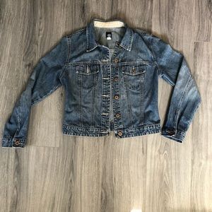 GAP 1969 ICON DENIM JACKET Medium Indigo Distressed Trucker Jean Jacket